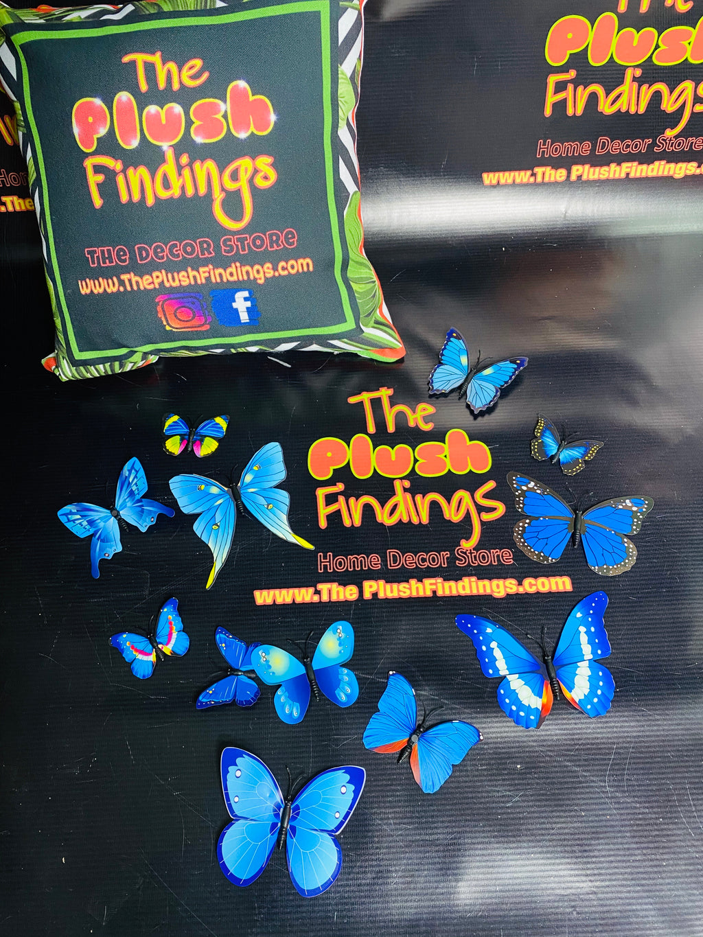 12pc Blue 3D Butterflies Wall Stickers